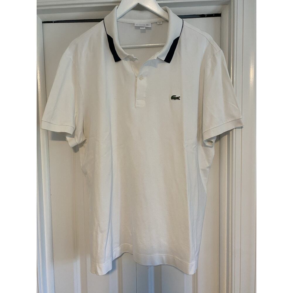 Lacoste Men’s Polo Shirt White XXL Regular Fit Short Sleeve Cotton Casual Golf